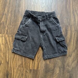 Zara Grey Black Boy Denim Cargo Shorts Size 7